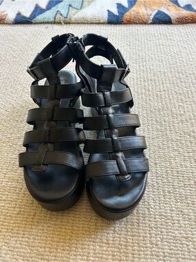 Sam Edelman Black Strappy Gladiator Platform Sandals